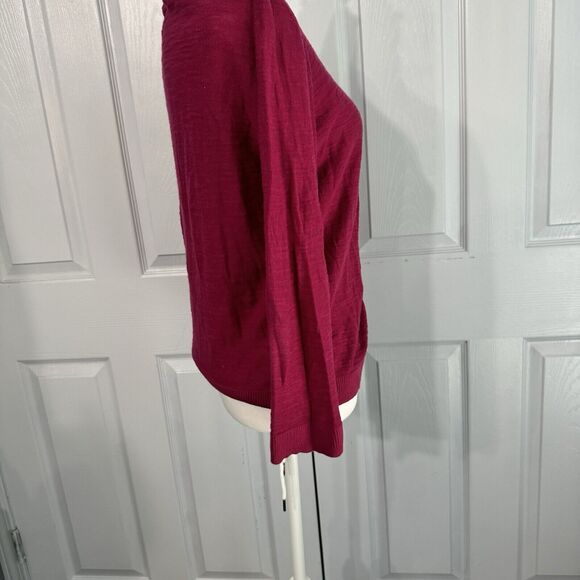 LOFT Women's Pink Gauzy Cotton Sweater - Size M (Fits Small) Width 22" Length 20 - Picture 3 of 6